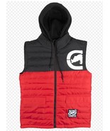 ECKO UNLTD PUFFER BOMBER VEST HOODIE WHT BLT/ RED  3XL - $44.54