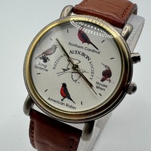 Nat&#39;l AUDUBON Society Quartz Watch Men Dual Tone Play Bird Sound New Battery - $37.99