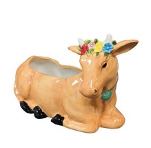 Pioneer Woman ~ Hand Painted ~ Brown Cow ~ 12&quot; ~ Stoneware ~ Planter - £29.41 GBP