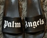Palm Angels Logo Pool Slides Black With White  Raised Logo Men&#39;s US 10 E... - £87.10 GBP