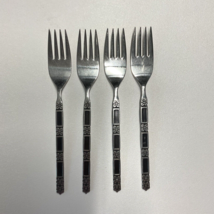 Oneida Community Madrid (4) Salad Forks Faded Black Accent, Stainless Fl... - $24.74 CAD
