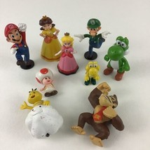 Nintendo Super Mario Bros Deluxe Figures Topper Luigi Donkey Kong Peach Toy Lot - $29.65