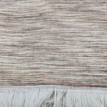 Sferra Tan Linen Throw Blanket Fringed Woven Linear Design Oversized Italy NEW - £65.76 GBP