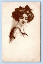 Gibson Girl Woman With Curly Hair In Black  1912 DB Postcard M2 - £10.02 GBP
