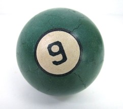 Antique Clay Billiard Pool Ball Number 6 or 9 Green 2 1/4 1940&#39;s Replacement - $11.88