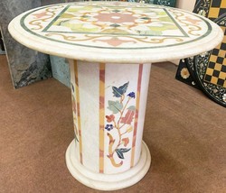 21&quot;x21&quot;  Marble &amp; Semi Precious Inlay Centre Table Top with 24 inch Base - $3,464.01