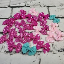 Lot of Mini Handmade Bows Assorted Pink Blue  - $15.84