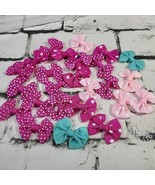 Lot of Mini Handmade Bows Assorted Pink Blue  - $15.84