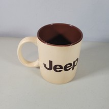 Jeep Coffee Mug Vintage Tan With Brown Inside and Words 3.75&quot; tall - £12.02 GBP