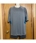 Reebok Men&#39;s activewear shirt 2XL NWOT Gray with Blue fabric insets - $25.98 CAD