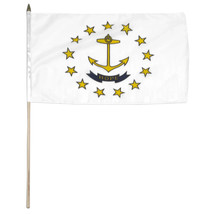 1 Dozen 12&quot;x18&quot; Rhode Island State Stick Flags 12x18in Handheld - $485.73 MXN