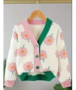 NEW Boutique Girls Floral Pink White Flower Cardigan Sweater - $21.79 CAD