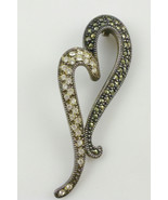 JUDITH JACK Sterling Silver Cubic Zirconia Marcasite HEART PENDANT -2 1/2 inches - $50.00