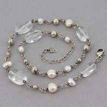 Retired Silpada Sterling Silver Clear Quartz & Freshwater Pearl Necklace N1602 - £21.90 GBP