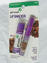 LIP Smacker girl scouts Coconut Caramel Stripes 2pc Set Balm &amp; Liquid Gloss - £8.64 GBP