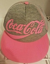  Vintage Coca Cola Mesh Back Foam Trucker Snapback Hat Flatbill Pink/Gray - $13.58