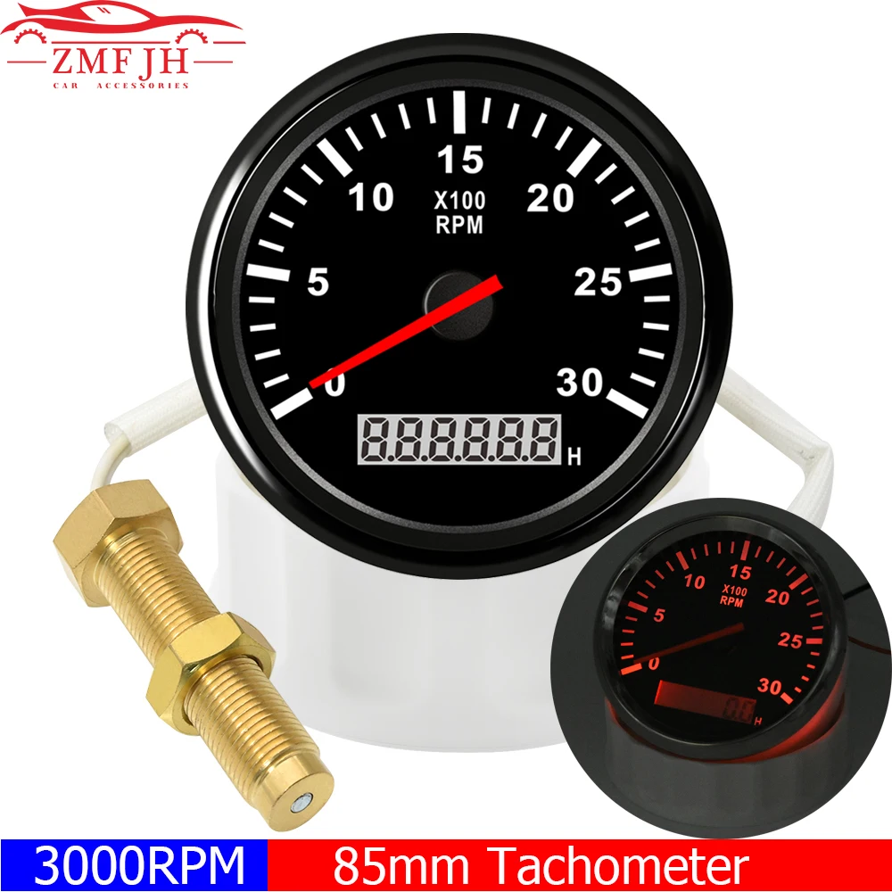 3000RPM Meter Tachometer 85MM Gasoline Diesel Engine Tacho Gauge With LCD - £14.63 GBP+