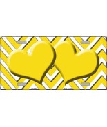 Yellow White Chevron Yellow Center Hearts Metal Novelty License Plate LP... - £15.14 GBP