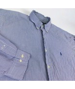 Ralph Lauren Men Yarmouth Blue White Check Button Dn Collar Sz 17 32 / 33 - $19.99