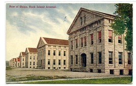 Row of Shops Rock Island Arsenal Illinois 1909 postcard - £5.06 GBP