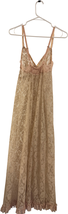Vintage Glydons Lace Nightie Pink Floral Sheer V-Neck with Ruffled Hemline - $975.59 MXN
