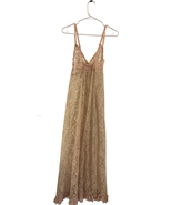 Vintage Glydons Lace Nightie Pink Floral Sheer V-Neck with Ruffled Hemline - $51.47