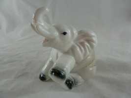 Elephant Figurine Bone China? Porcelain White black highlights 3.5X3.5 V... - $11.87