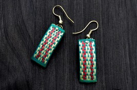 Mexican Tribal Earrings, Hanging Straw Earrings, Dainty Pendant Earrings - £9.57 GBP
