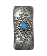 Stainless Stamped Silver Southwestern Shadowbox Money Clip w/ Blue Turqu... - $40.00