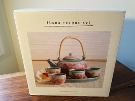 Pier One Imports Fiona Teapot Set #1962520 Teapot, Serving Tray &amp; 4 Cups (NEW) - £31.71 GBP