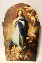 Immaculate Conception  12&quot; Arched Wood Plaque, New #AB-207 - $48.68 CAD