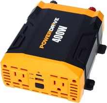 Powerdrive Pwd400 400 Watt Power Inverter 12V Dc To 110V Ac With 2 Outle... - £49.64 GBP