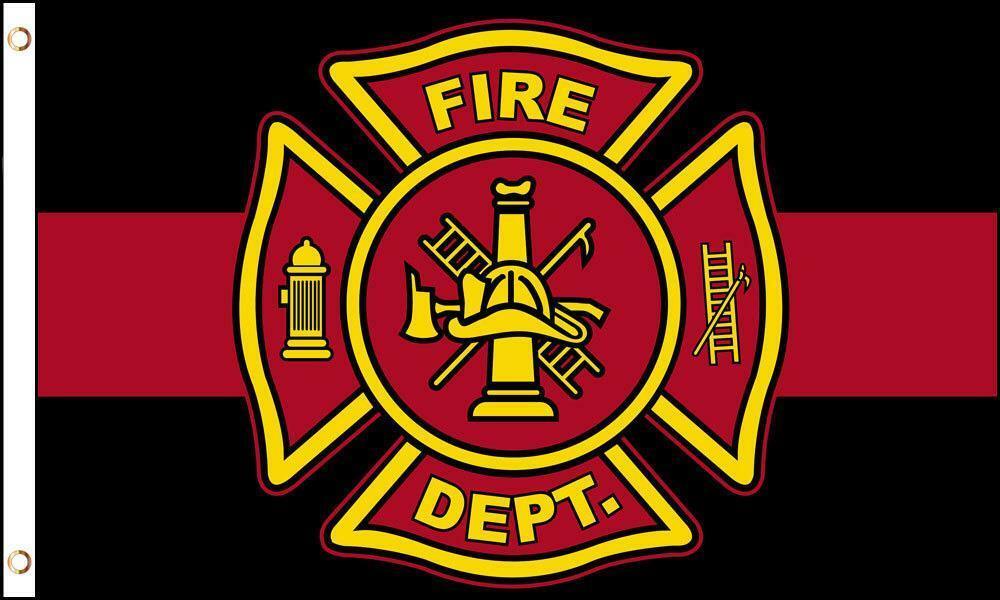 FIREFIGHTER EMBLEM RED LINE 3 X 5 FLAG FL760 honor pride fire fighter ba... - $6.60