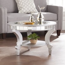 29" Silver Mirrored And Metal Round Mirrored Coffee Table - $7,545.75 MXN