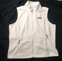Vineyard Vines Westerly Fleece Vest Women Large White Full Zip Pockets - £21.38 GBP