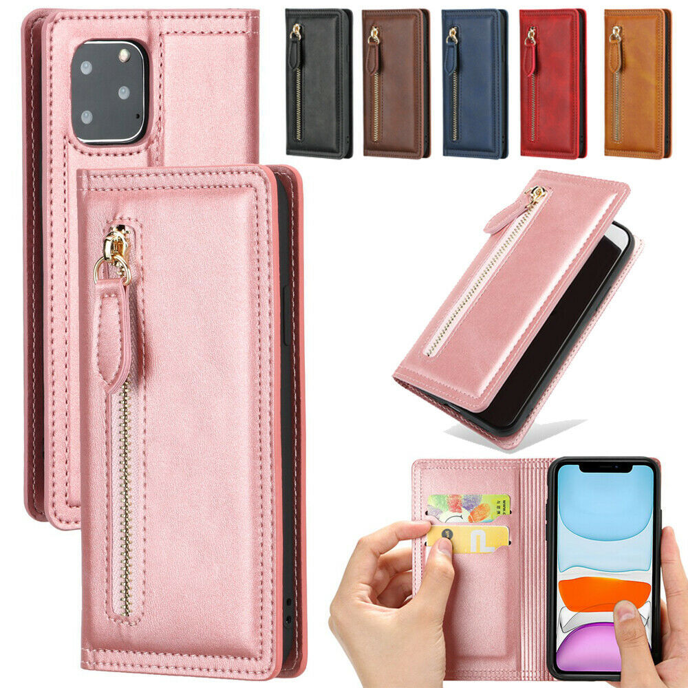 Luxury Zipper Leather Card Wallet Case Cover For iPhone 11 Pro XS Max XR 7 8+