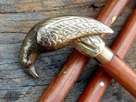 Brass Raven Handle Antique Designer Style Wooden Walking Stick Vintage Cane Gift - £25.61 GBP