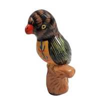 Parrot Bird Figurine Perched Small Hand Painted Figure Animal Knick Knac... - $14.94