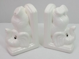 VTG White Ceramic Elephant Bookend Hidden Coin Piggy Bank Set Japan Retr... - $19.34