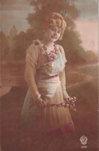 Art Nouveau Beautiful Lady Colored Vintage RPPC 1919 Military Army Postcard D53 - $2.99