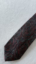 Giorgio Armani Men’s Silk Tie Gray With Red And Black Swirls Vintage - $19.77