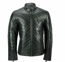 Black Leather Jacket Men Biker Moto Lambskin - £133.71 GBP