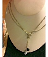 Silver Metal Necklace Dangle Glass Beads Toggle Clasp SKU 070-089 - €5,87 EUR