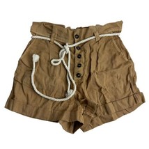 billabong brown button up pleated Flax rope tie shorts Size 27 - £14.85 GBP
