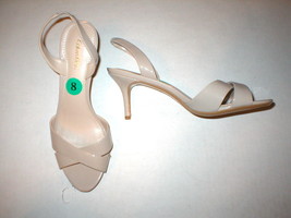 New Womens Calvin Klein Slingbacks Beige Heels Open Toe 9.5 Patent Taupe Nude  - $127.71