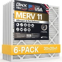 Bnx Trufilter 20X20X1 Air Filter Merv 11 (6-Pack) - Made In Usa - Allergen - $51.92