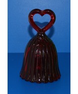Collectible/Vintage 1989 Fenton Mini Ruby Bell with Red Heart Shaped Handle - $27.00