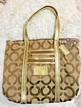 Authentic large Coach poppy bag khaki / gold 13826 - £63.28 GBP