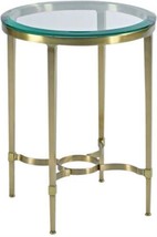 Martini Table Woodbridge Glass Top Brushed Satin Brass Metal Chic Stretcher - £1,073.82 GBP