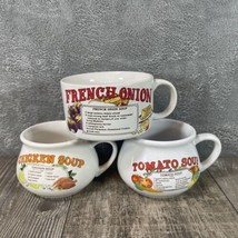 Vintage French Onion Tomato Soup Chicken Soup Recipe Mug Cups Bowl - £9.13 GBP